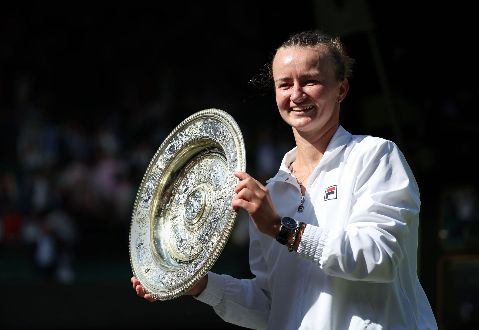 Barbora Krejcikova pictured with Wimbledon 2024 trophy | Image Source: Getty